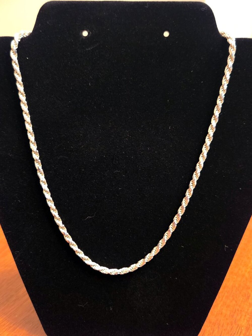 Vintage 925 Sterling Silver Rope Chain Necklace 20" Italy DIC Clasp
